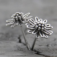 Thailand Sterling Silver Stud Earring Flower for woman 8mm Sold By Pair