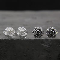 925 Sterling Silver Stud Earring Flower & for woman 7mm Sold By Pair