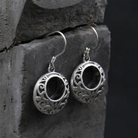 Thailand Sterling Silver Jewelry Earring Donut for woman & hollow 16mm Sold By Pair