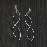 925 Sterling Silver Thread Through Earrings, natural, for woman, 1x20mm, Sold By Pair