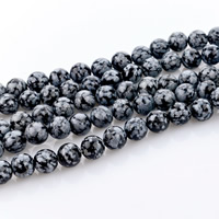 Schneeflocke Obsidian, rund, natürlich, verschiedene Größen vorhanden, Bohrung:ca. 1mm, verkauft per ca. 15 ZollInch Strang