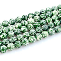 Grüner Tupfen Stein Perlen, grüner Punkt Stein, rund, natürlich, verschiedene Größen vorhanden, Bohrung:ca. 1mm, verkauft per ca. 15 ZollInch Strang