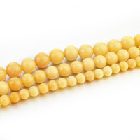 Natural Jade Beads, Jade Yellow, Round, different size for choice, Hole:Approx 1mm, Sold Per Approx 15 Inch Strand