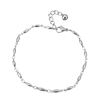 Bijoux bracelet en acier inoxydable, avec 1.5lnch chaînes de rallonge, pour femme, couleur originale, 11x2.50x2.50mm, Longueur:Environ 8.5 pouce, 5Strandstoron/lot, Vendu par lot