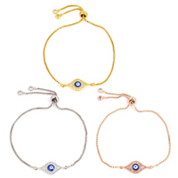 Evil Eye Jewelry Bracelet, Brass, Horse Eye, plated, evil eye pattern & adjustable & box chain & micro pave cubic zirconia & for woman & enamel, more colors for choice, nickel, lead & cadmium free, 23x10x3mm, Sold Per Approx 8 Inch Strand