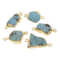 Turquoise Connector, with Tibetan Style, gold color plated, 1/1 loop, 35x21x6mm-37x23x5mm, Hole:Approx 2mm, Sold By PC