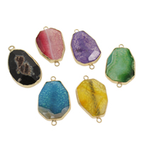Dragon Veins Agate Connector, with Tibetan Style, gold color plated, 1/1 loop, more colors for choice, 22x38x9mm-23x39x7mm, Hole:Approx 1.5mm, Sold By PC