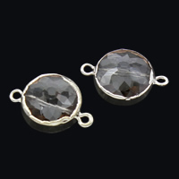 Quartz Connector, with Tibetan Style, Flat Round, platinum color plated, druzy style & faceted & 1/1 loop, 22x14x9mm, Hole:Approx 1.5mm, Sold By PC