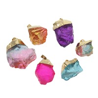 Quartz Pendant, with Tibetan Style, gold color plated, druzy style, mixed colors, 24x23x15mm-37x45x17mm, Hole:Approx 4x7mm, 2PCs/Bag, Sold By Bag