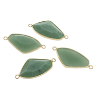 Green Agate Connector, with Tibetan Style, gold color plated, faceted & 1/1 loop, 42x19.50x7mm, Hole:Approx 2mm, Sold By PC