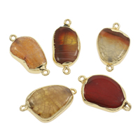 Agate Connector, Dragon Veins Agate, with Tibetan Style, gold color plated, 1/1 loop, mixed colors, 36x22x7mm-35x21x8mm, Hole:Approx 2mm, 2PCs/Bag, Sold By Bag