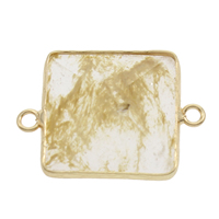 Rutilated Quartz Connector, with Tibetan Style, Rectangle, gold color plated, 1/1 loop, 30x22x8mm, Hole:Approx 1.5mm, Sold By PC