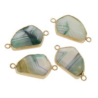 Lace Agate Connector, with Tibetan Style, gold color plated, 1/1 loop, mixed colors, 32x17x8mm, Hole:Approx 2mm, 2PCs/Bag, Sold By Bag