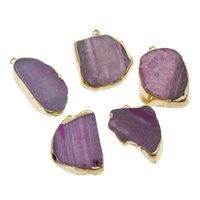 Lace Agate Pendants, with Tibetan Style, gold color plated, purple, 20x44x10mm-32x36x8mm, Hole:Approx 2mm, Sold By PC