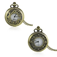 Pocket Watch, Tibetan Style, with Glass, Flat Round, antique bronze color plated, different styles for choice, lead & cadmium free, 40-50mm, Sold By PC