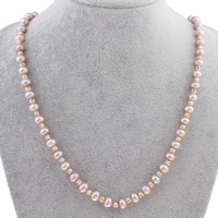 Freshwater Pearl Sweater Chain Necklace, with Brass, with 4cm extender chain, plated, natural & stardust, 5mm, 8-9mm, Sold Per Approx 27.5 Inch Strand
