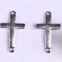 Cross Zinc Alloy Connector antique silver color plated 1/1 loop lead & cadmium free Approx 1.5mm Sold By Bag