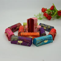 Brocade Lipstick Box, with Glass & Plastic, with flower pattern & mixed, 90x30mm, 12PCs/Lot, Sold By Lot