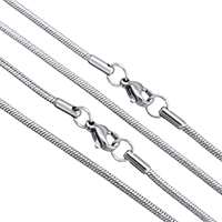 Stainless Steel Necklace Chain, different length for choice & snake chain, original color, 2mm, 10Strands/Lot, Sold By Lot
