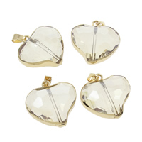 Quartz Pendant, with Tibetan Style, Heart, gold color plated, faceted, 28x28x11mm, Hole:Approx 4x7mm, Sold By PC
