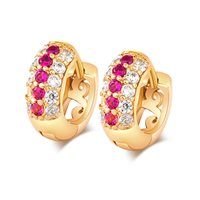 Brass Huggie Hoop Earring real gold plated micro pave cubic zirconia & for woman nickel lead & cadmium free Sold By Pair