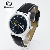 Guccamel® Mænd Smykker Watch, PU, med zink legering dial & Glas, forgyldt, justerbar & for mennesket, flere farver til valg, nikkel, bly & cadmium fri, 40x12.5mm, Længde Ca. 7.8 inch, Solgt af PC