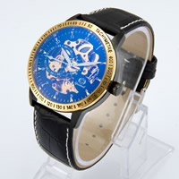 Guccamel® Mænd Smykker Watch, PU, med zink legering dial & Glas, forgyldt, justerbar & for mennesket, flere farver til valg, nikkel, bly & cadmium fri, 42.5x15mm, Længde Ca. 7.8 inch, Solgt af PC