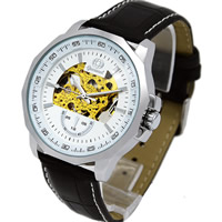 Guccamel® Mænd Smykker Watch, PU, med zink legering dial & Glas, forgyldt, justerbar & for mennesket, flere farver til valg, nikkel, bly & cadmium fri, 45x13mm, Længde Ca. 7.8 inch, Solgt af PC
