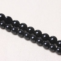 Schwarzer Achat Perle, rund, verschiedene Größen vorhanden, Bohrung:ca. 1mm, verkauft per ca. 15 ZollInch Strang