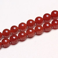 Roter Achat Perle, rund, natürlich, verschiedene Größen vorhanden, Bohrung:ca. 1mm, verkauft per ca. 15 ZollInch Strang