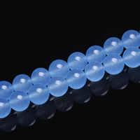 blauer Chalzedon Perle, rund, synthetisch, verschiedene Größen vorhanden, Bohrung:ca. 1mm, verkauft per ca. 15 ZollInch Strang