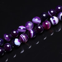 Streifen Achat Perle, rund, verschiedene Größen vorhanden, violett, Bohrung:ca. 1mm, verkauft per ca. 15 ZollInch Strang