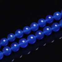 Blå agat Bead, Rund, olika storlek för val, Hål:Ca 1mm, Såld Per Ca 15 inch Strand
