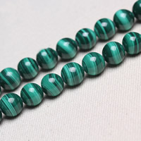 Malahita perle, Malahit, Krug, prirodan, različite veličine za izbor, Rupa:Približno 1mm, Prodano Per Približno 15 inčni Strand