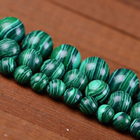 Malachit Perle, rund, synthetisch, verschiedene Größen vorhanden, Bohrung:ca. 1mm, verkauft per ca. 15 ZollInch Strang