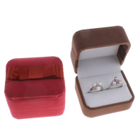 Velvet Ring Box, Velveteen, with Cardboard & Satin Ribbon, Square, more colors for choice, 76x66x57mm, Sold By PC