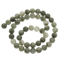 Grüner Grasstein Perle, rund, verschiedene Größen vorhanden, Bohrung:ca. 1mm, verkauft per ca. 15 ZollInch Strang