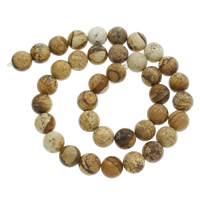 Picture jaspis perler, Picture Jasper, Runde, forskellig størrelse for valg, Hole:Ca. 1mm, Solgt Per Ca. 15 inch Strand