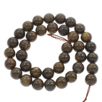 Bronzite Stone perle, Krug, prirodan, različite veličine za izbor, siv, Rupa:Približno 1mm, Prodano Per Približno 15 inčni Strand