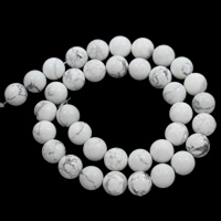 Türkis Perlen, Synthetische Türkis, rund, verschiedene Größen vorhanden, weiß, Bohrung:ca. 1mm, verkauft per ca. 15 ZollInch Strang