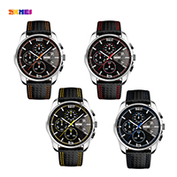 Мужские ювелирные часы SKmei®, Шнур из натуральной кожи, с Стеклянный & цинковый сплав, Другое покрытие, Много цветов для выбора, 46x49mm, длина:Приблизительно 9.6 дюймовый, продается PC