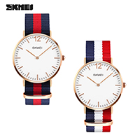 SKmei® Men Jewelry Watch, Nylon, with Glass & Tibetan Style, rose gold color plated, more colors for choice, 40mm, Length:Approx 10.2 Inch, Sold By PC