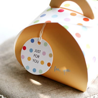 Paper Label Tag, Flat Round, with letter pattern & double-sided, 40mm, 500PCs/Bag, Sold By Bag