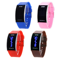 SKmei® Unisex Smykker Watch, Silicone, med Glas & Zinc Alloy, platin farve forgyldt, flere farver til valg, nikkel, bly & cadmium fri, Længde Ca. 9.8 inch, Solgt af PC