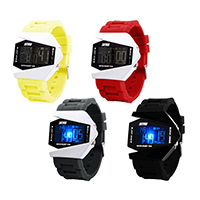 SKmei® Unisex Smykker Watch, Silicone, med zink legering dial & Glas & Stainless Steel, malede, flere farver til valg, nikkel, bly & cadmium fri, Længde Ca. 9.4 inch, Solgt af PC