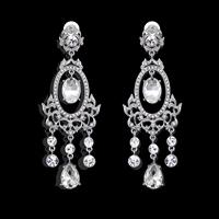 Crystal Earrings, Tibetan Style, with plastic earnut & Crystal, stainless steel post pin, platinum color plated, faceted & with rhinestone, lead & cadmium free, 115x40mm, Sold By Pair