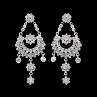 Zinc Alloy Drop Earring with plastic earnut stainless steel post pin platinum color plated with rhinestone lead & cadmium free Sold By Pair