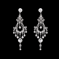 Crystal Earrings, Tibetan Style, with plastic earnut & Crystal, stainless steel post pin, platinum color plated, faceted & with rhinestone, lead & cadmium free, 115x40mm, Sold By Pair