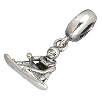 Thailand Sterling Silver European Pendant, Boy, without troll, 23mm, 4x12x8.5mm, 14x15x7mm, Hole:Approx 4.5mm, Sold By PC