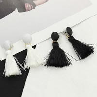 Fashion Fringe Earrings Zinc Alloy with plastic earnut & Nylon Cord stainless steel post pin Tassel gold color plated lead & cadmium free Sold By Pair
